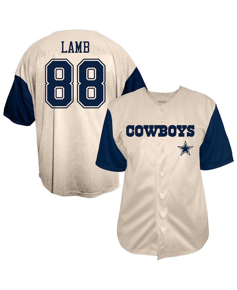 Fanatics Мужская рубашка на пуговицах CeeDee Lamb Cream Dallas Cowboys Big & Tall Baseball
