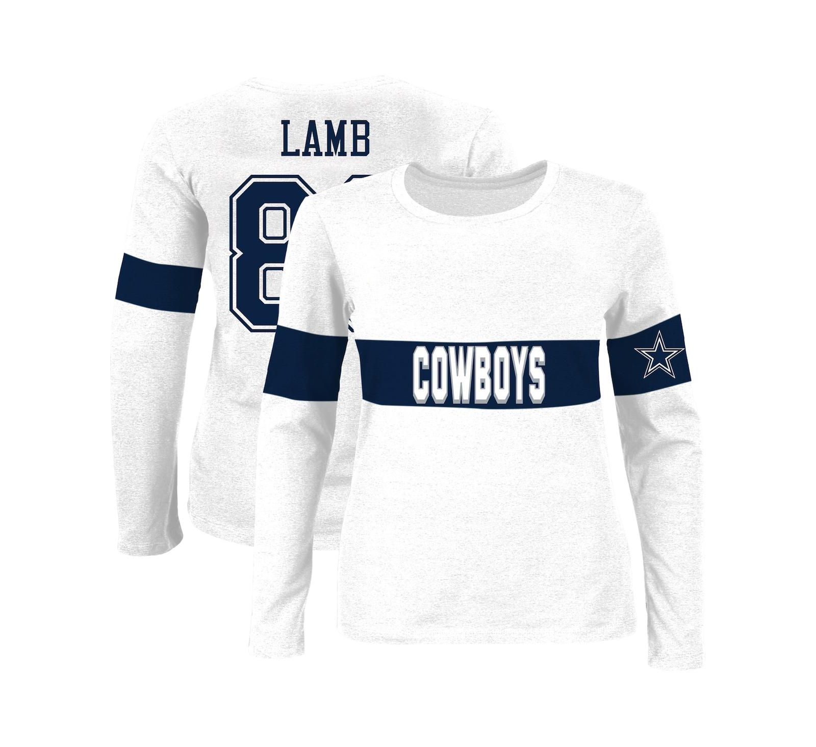 Fanatics Women's CeeDee Lamb Ash Dallas Cowboys Plus Size Name & Number T-Shirt