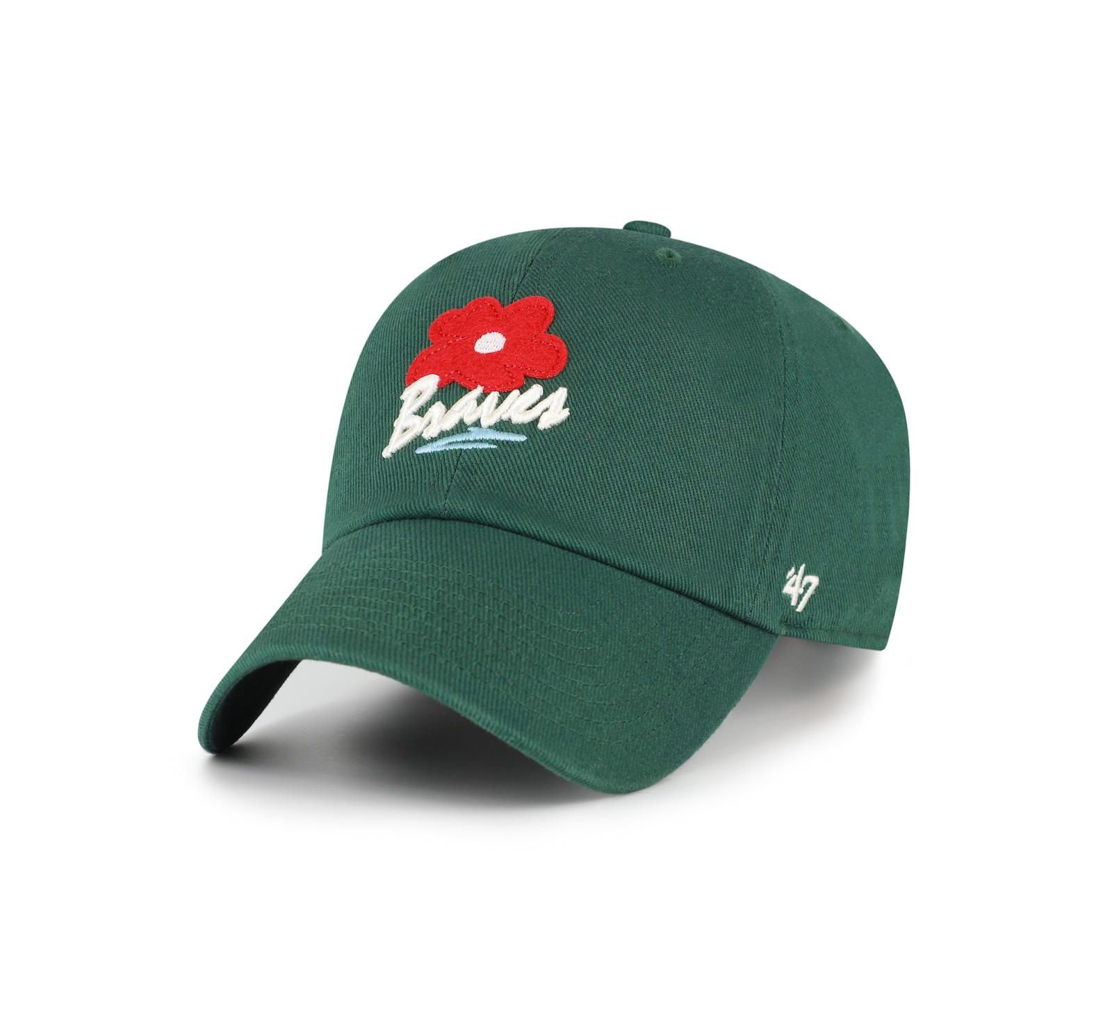 Кепка '47 Brand Мужская и Женская Green Atlanta Braves Flora Gallery Clean Up Adjustable