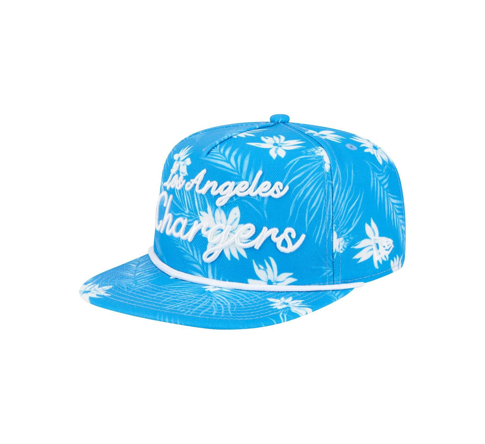 New Era Мужская кепка A-Frame 9FIFTY Snapback Los Angeles Chargers с принтом Palm Print, Powder Blue