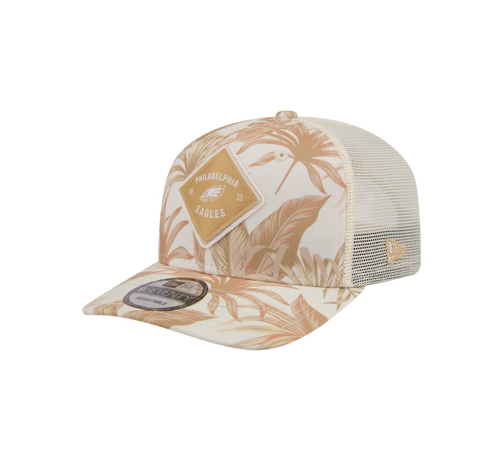 New Era Men's Tan Philadelphia Eagles Tonal Palm COOLERA 9SEVENTY Adjustable Trucker Hat