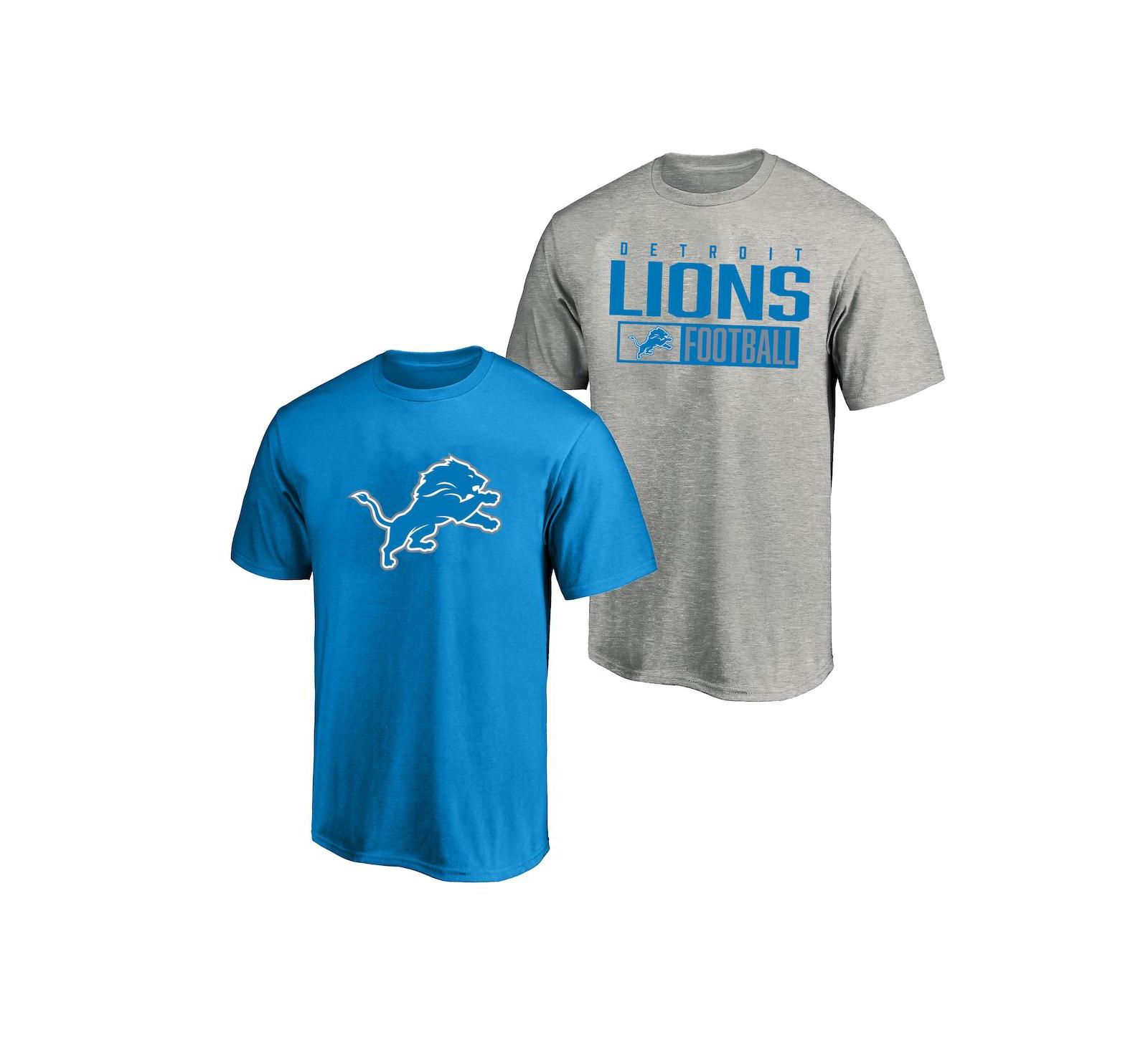 Fanatics Men's 2-Pack Heather Gray/Blue Detroit Lions Big & Tall T-Shirt