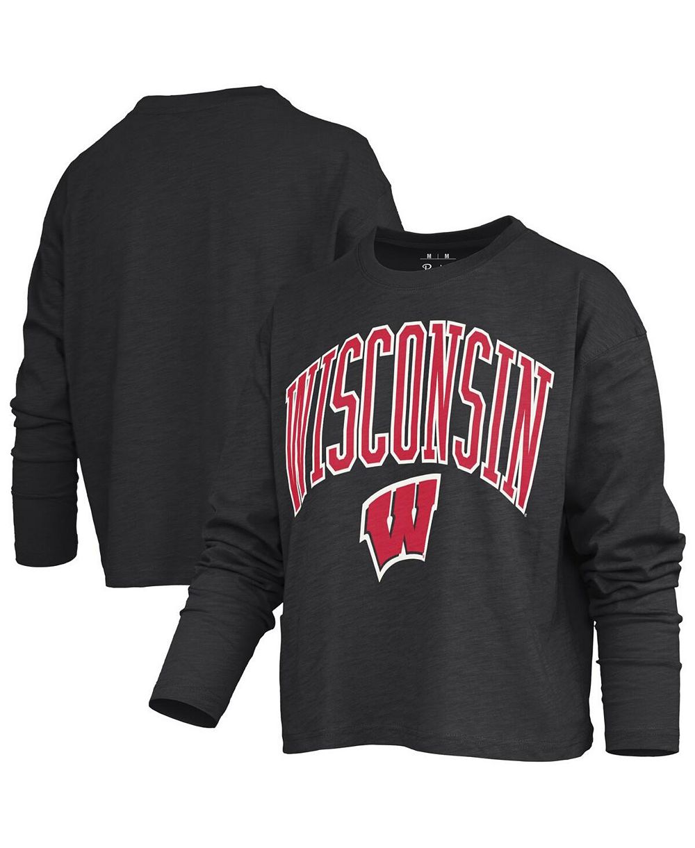 Женский черный лонгслив Pressbox Wisconsin Badgers Motley Boxy Waist-Length