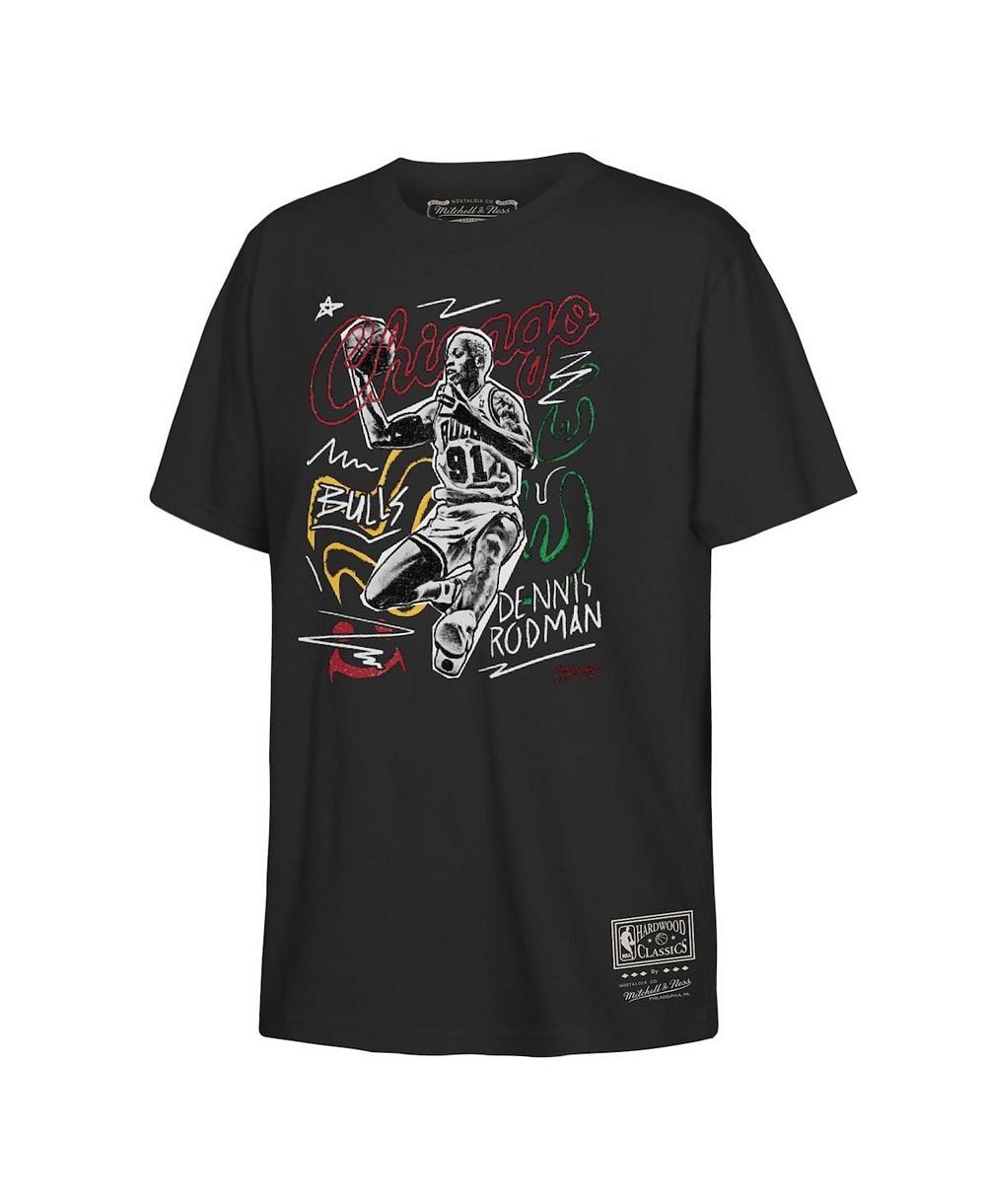 Детская футболка Mitchell & Ness Dennis Rodman Black Chicago Bulls Chalked Up