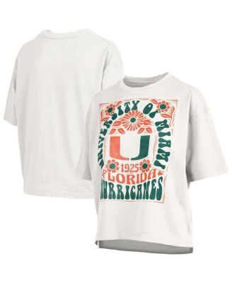 Женская футболка Pressbox белого цвета с принтом Miami Hurricanes Harmony, оверсайз, из рубчатого трикотажа