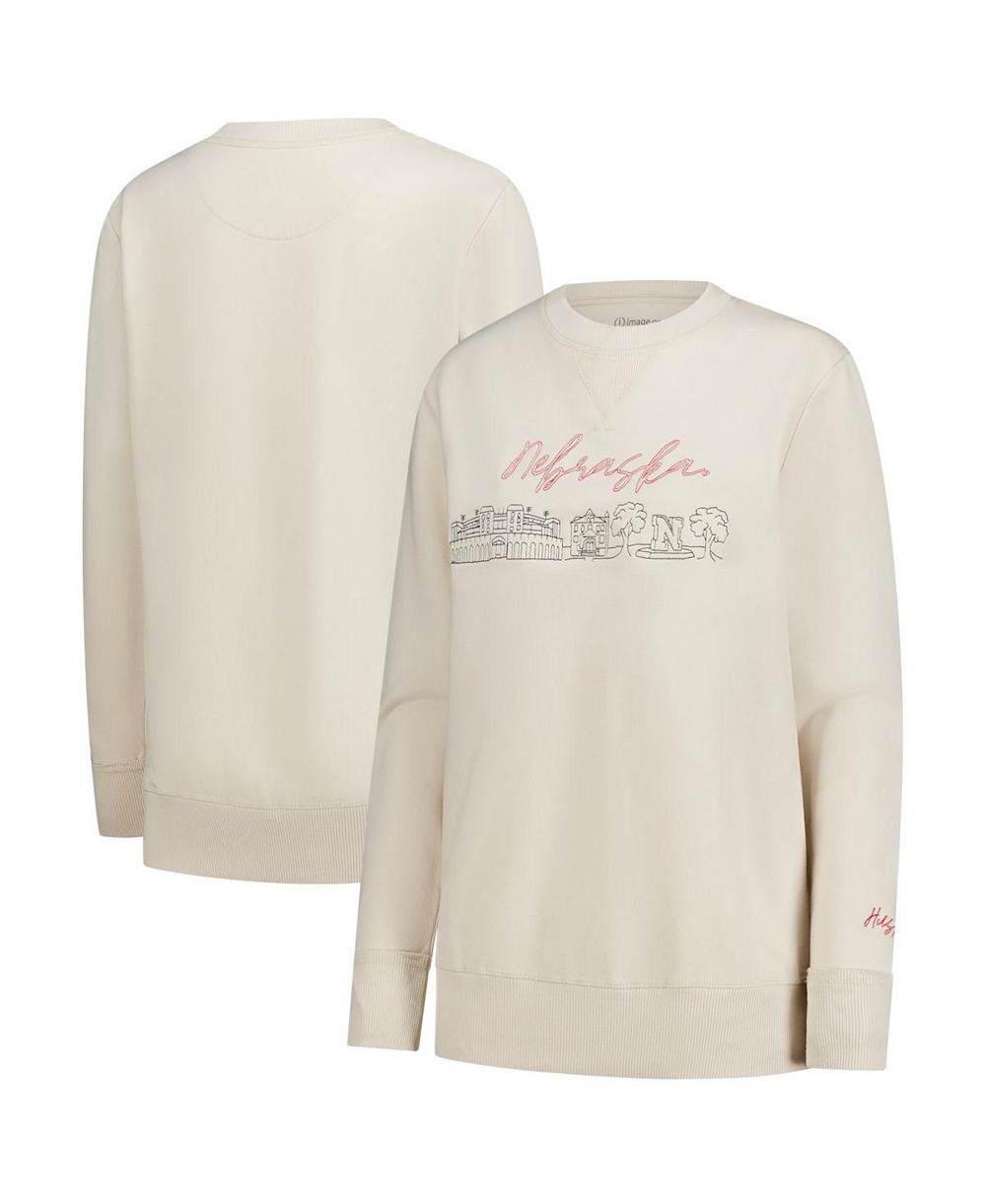 Image One Women's Natural Nebraska Huskers Campus Wash Fleece Sweatshirt