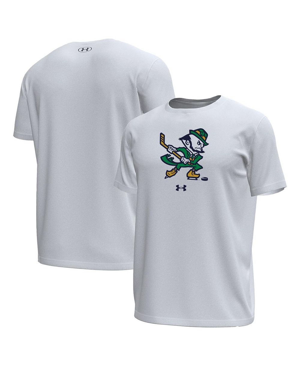 Under Armour Men's White Notre Dame Fighting Irish Hockey Leprechaun Tech Stretch T-Shirt