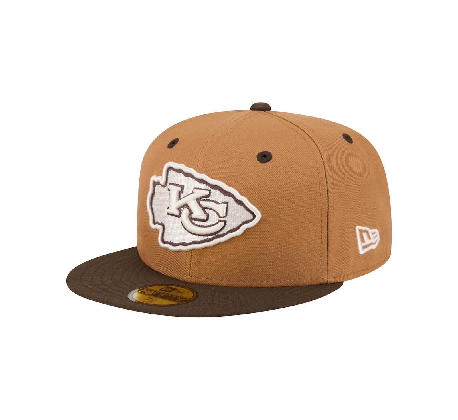 New Era Мужская бейсболка 59FIFTY fitted, двухцветная, коричневый орех, Kansas City Chiefs