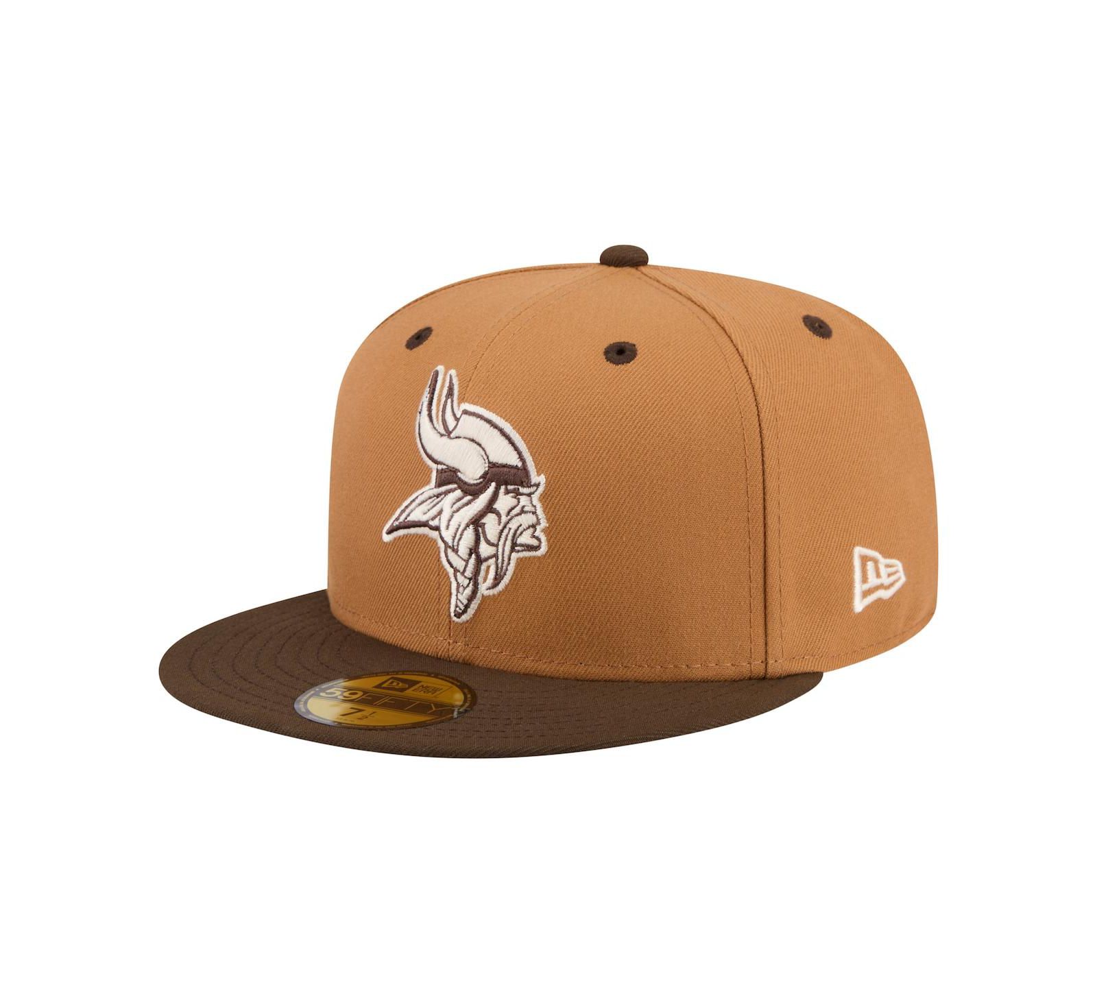 Бейсболка New Era Men's Light Brown/Dark Brown Minnesota Vikings Two-Tone Walnut 59FIFTY Fitted