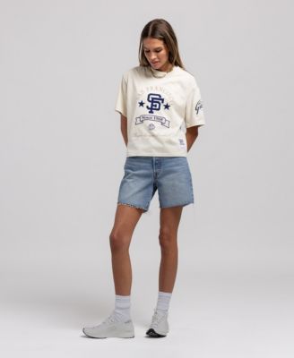 Женская укороченная футболка Mitchell & Ness Cream San Francisco Giants Cooperstown Yacht Rock Boxy