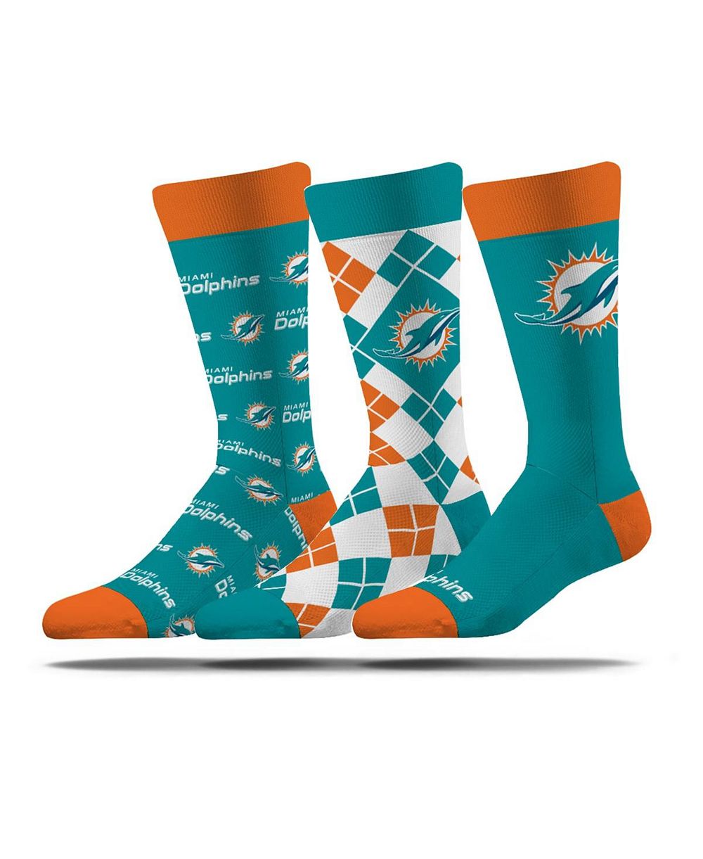 Набор носков Strideline 3-Pack Miami Dolphins Business Knit Crew для мужчин и женщин
