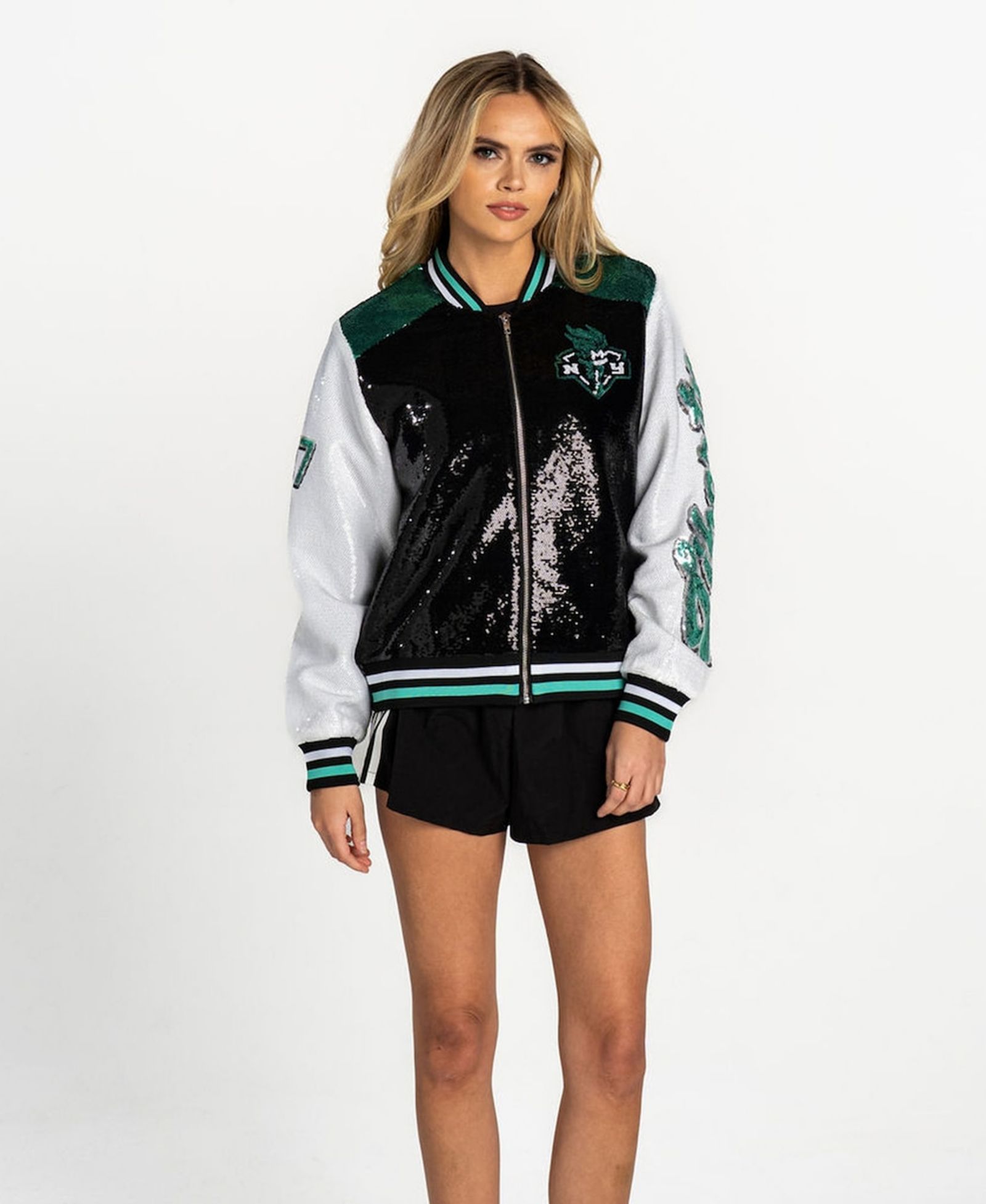 The Wild Collective Women's Black New York Liberty Sequin Jacket