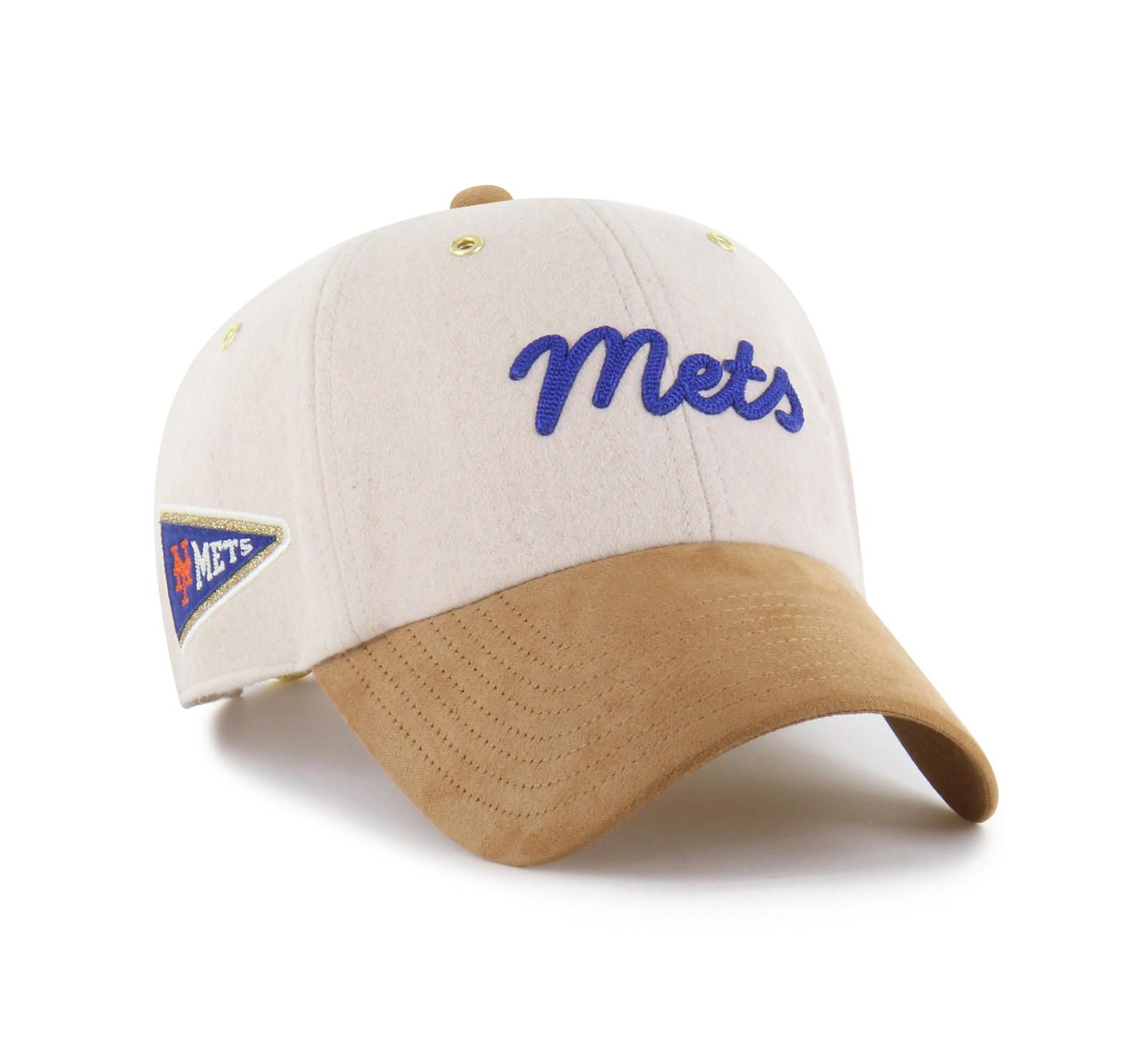 '47 Brand Men's x Natural/Tan New York Mets Script Charm Clean Up Adjustable Hat