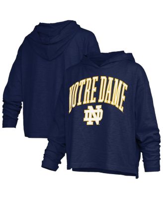 Pressbox Women's Navy Notre Dame Fighting Irish Nelson Arch Over Logo Long Sleeve Hooded Slub T-Shirt
