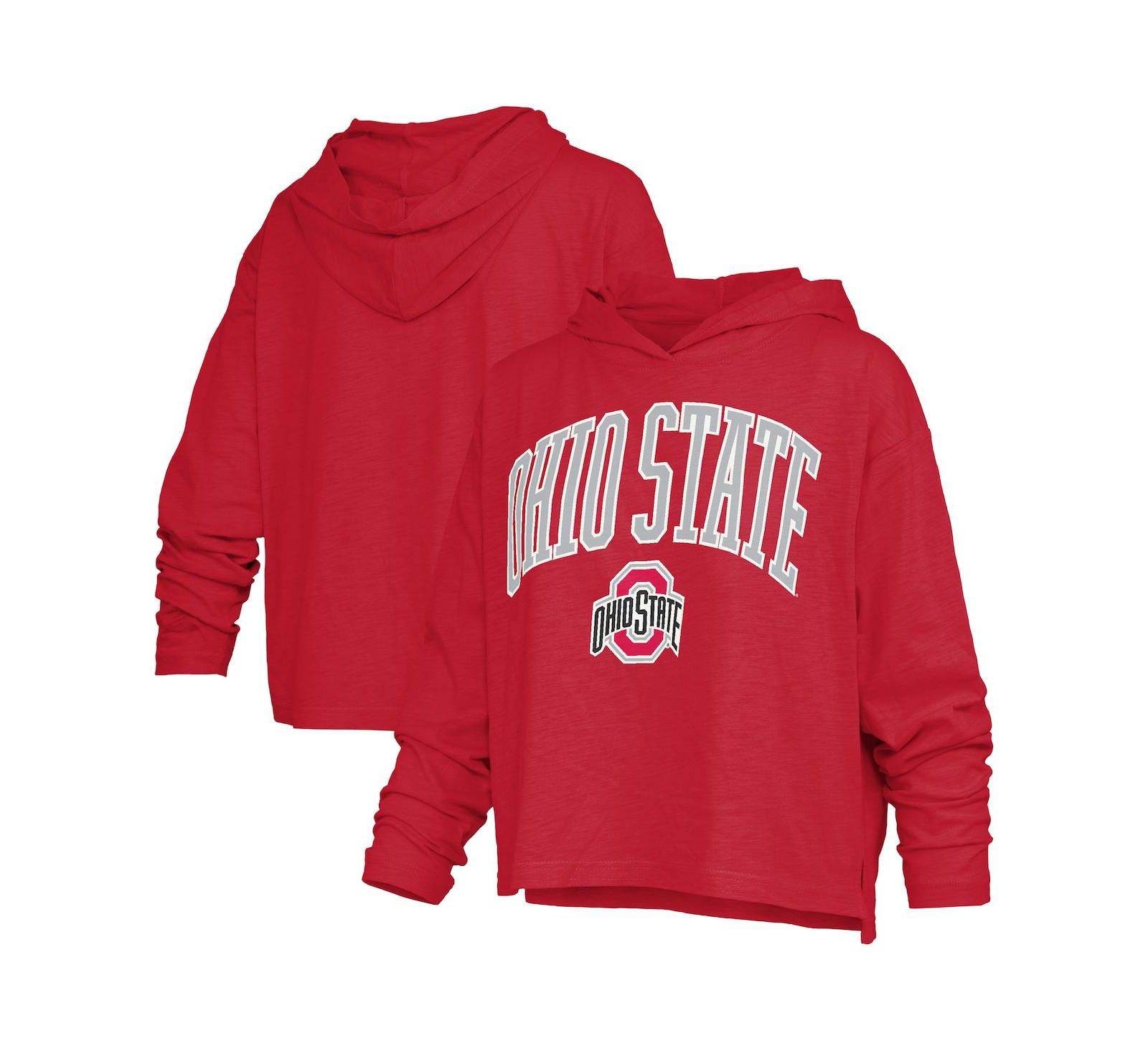 Pressbox футболка с длинным рукавом и капюшоном женская Scarlet Ohio State Buckeyes