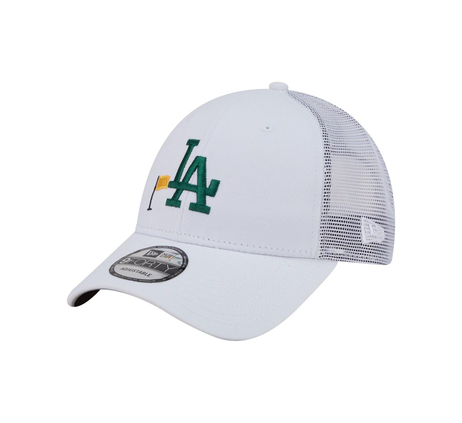 New Era Men's White Los Angeles Dodgers Flag 9FORTY Trucker Adjustable Hat