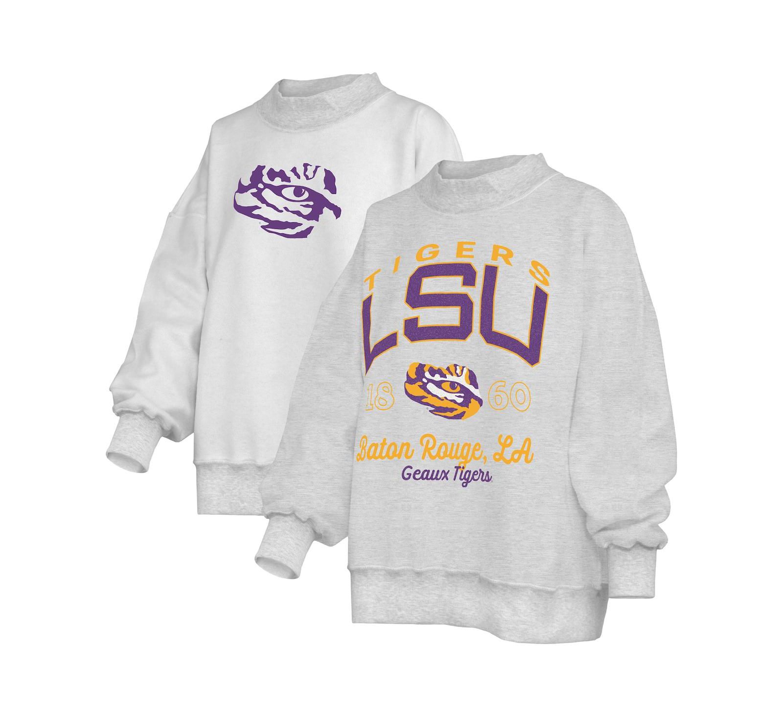 Pressbox Women's Heather Gray LSU Tigers Reversible Sweatshirt