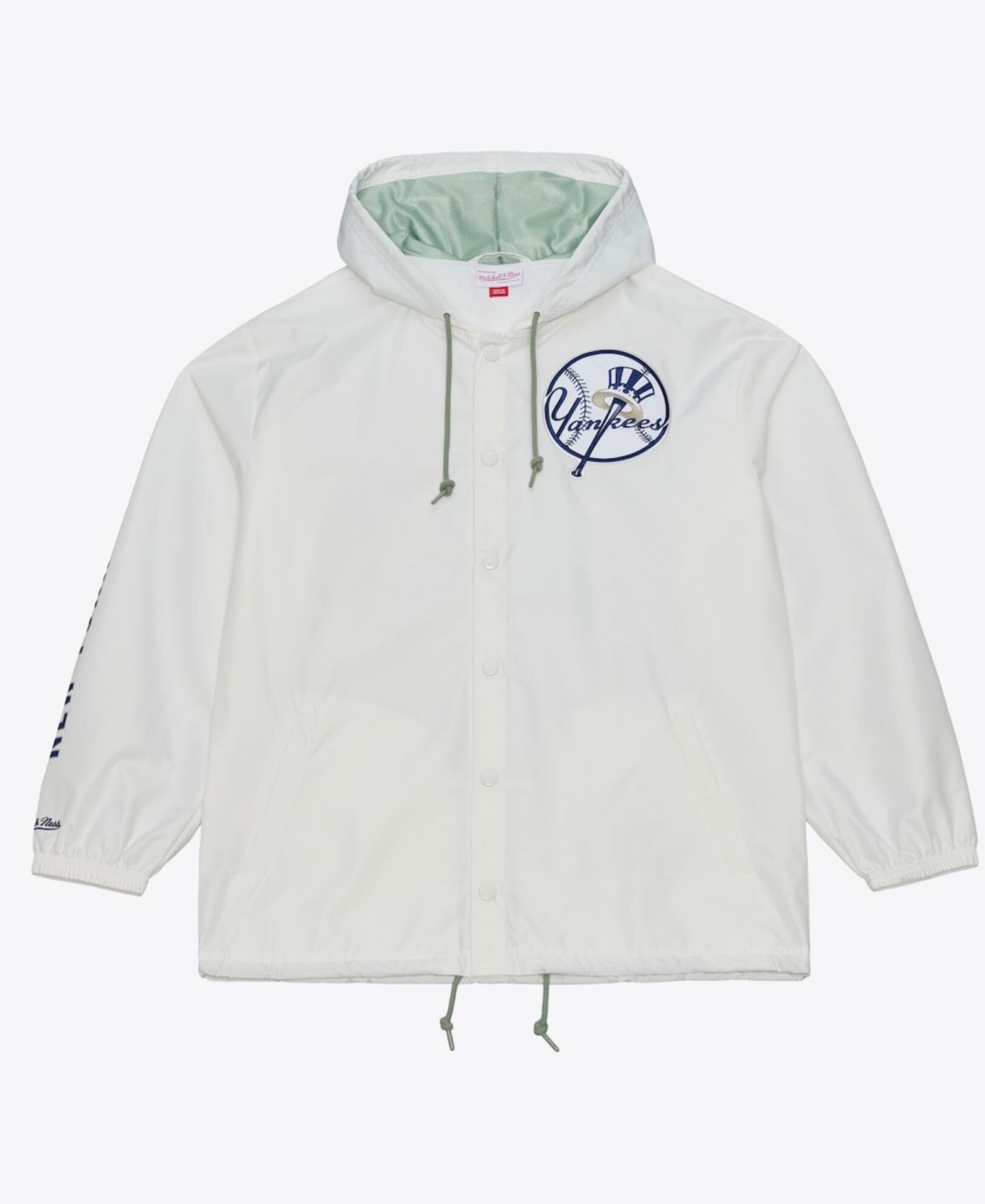Mitchell & Ness Men's White New York Yankees Yacht Rock Coaches Full-Snap Hooded Windbreaker Jacket