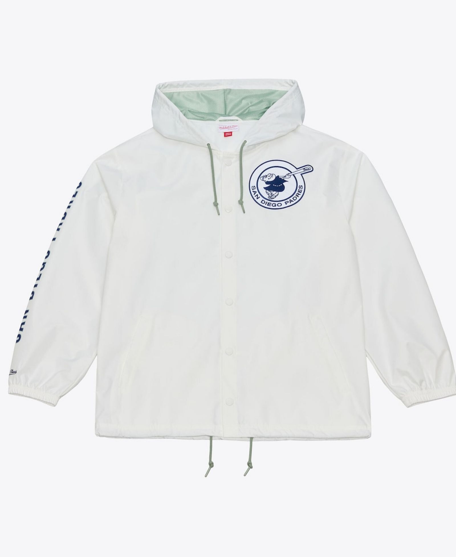Mitchell & Ness Men's White San Diego Padres Yacht Rock Coaches Full-Snap Hooded Windbreaker Jacket
