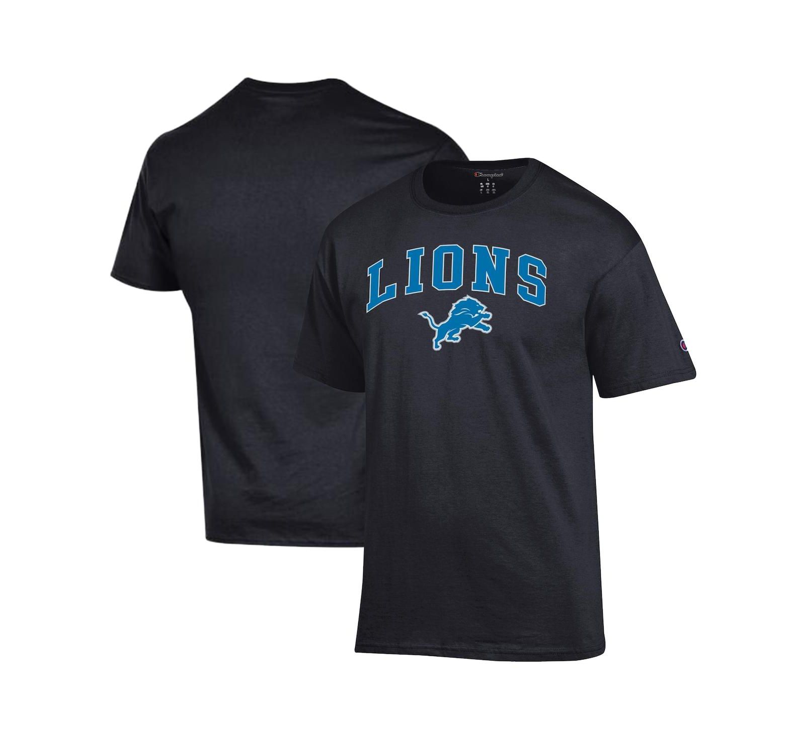 Мужская футболка Champion Black Detroit Lions Arch Over Logo