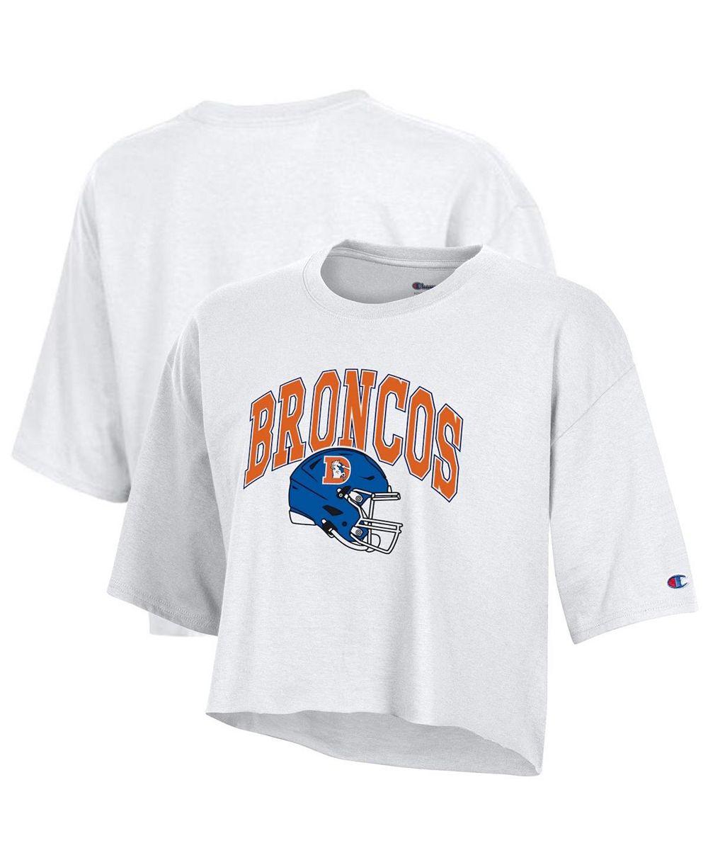 Женская укороченная футболка Champion White Denver Broncos Boyfriend