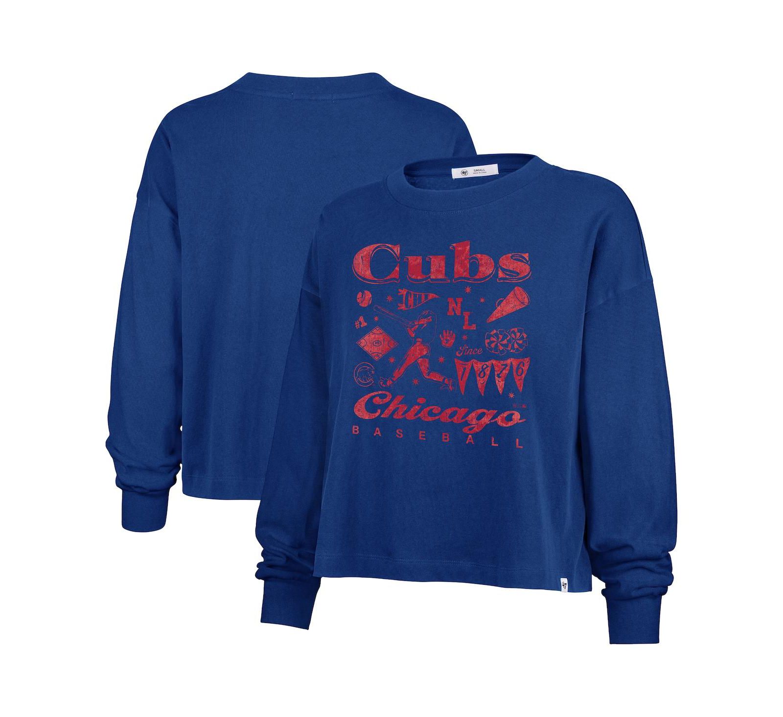 Женская футболка '47 Brand Women's Royal Chicago Cubs Team Collage Sydney Long Sleeve T-Shirt