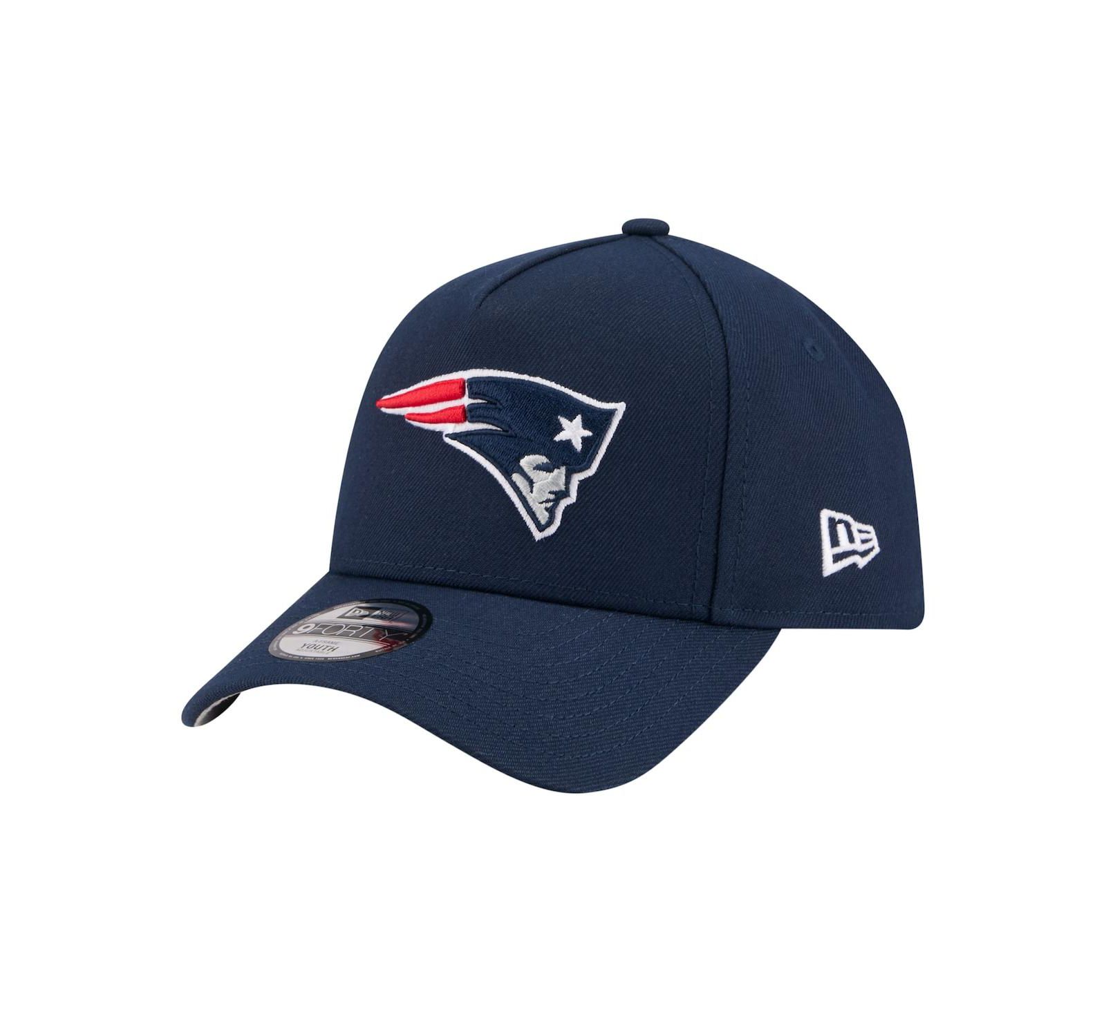 Мужская бейсболка New Era Navy New England Patriots 9FORTY A-Frame регулируемая для мальчиков старшего возраста и девочек