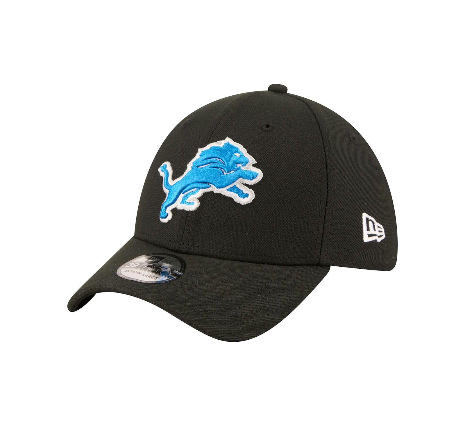 New Era Men's Black Detroit Lions Core Team 39THIRTY Flex Hat