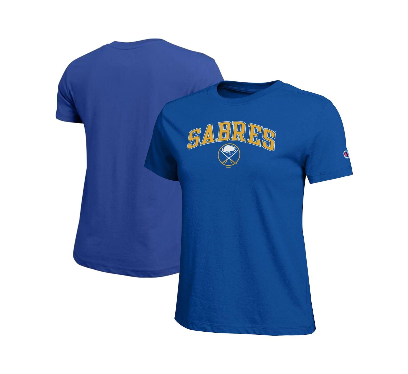 Женская футболка Champion Royal Buffalo Sabres Arch Mascot Logo