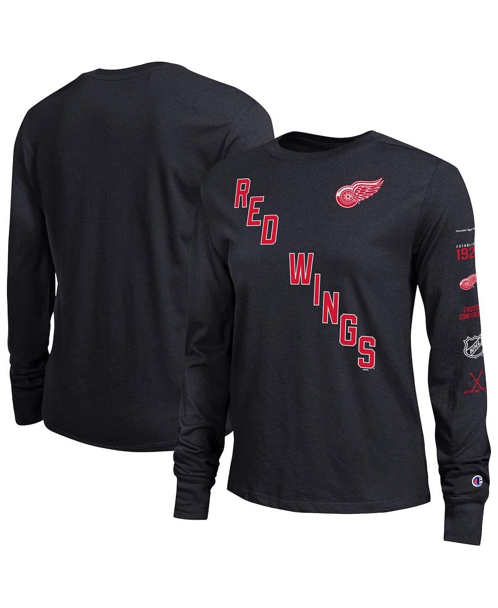 Champion Женская футболка с длинным рукавом Detroit Red Wings, черная