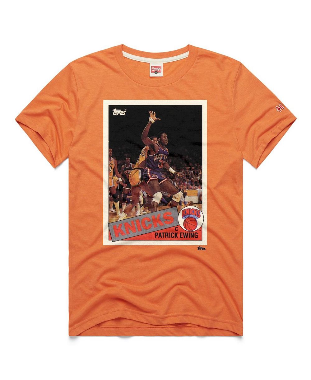Homage Men's and Women's Patrick Ewing Orange New York Knicks Topps Trading Card Player Tri-Blend T-Shirt