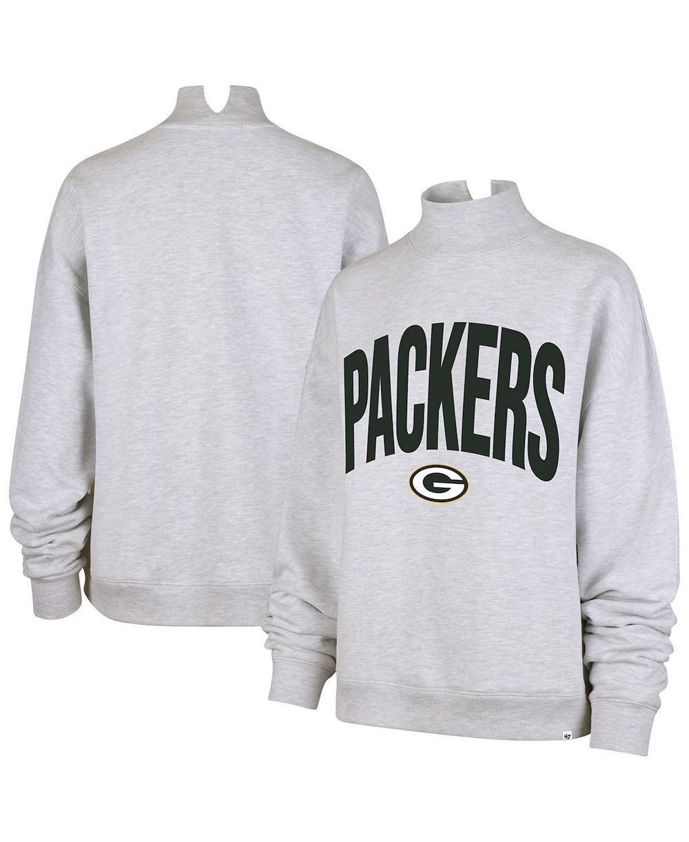 '47 Brand Women's Gray Green Bay Packers Subtle Muse Mock Neck Sweatshirt
