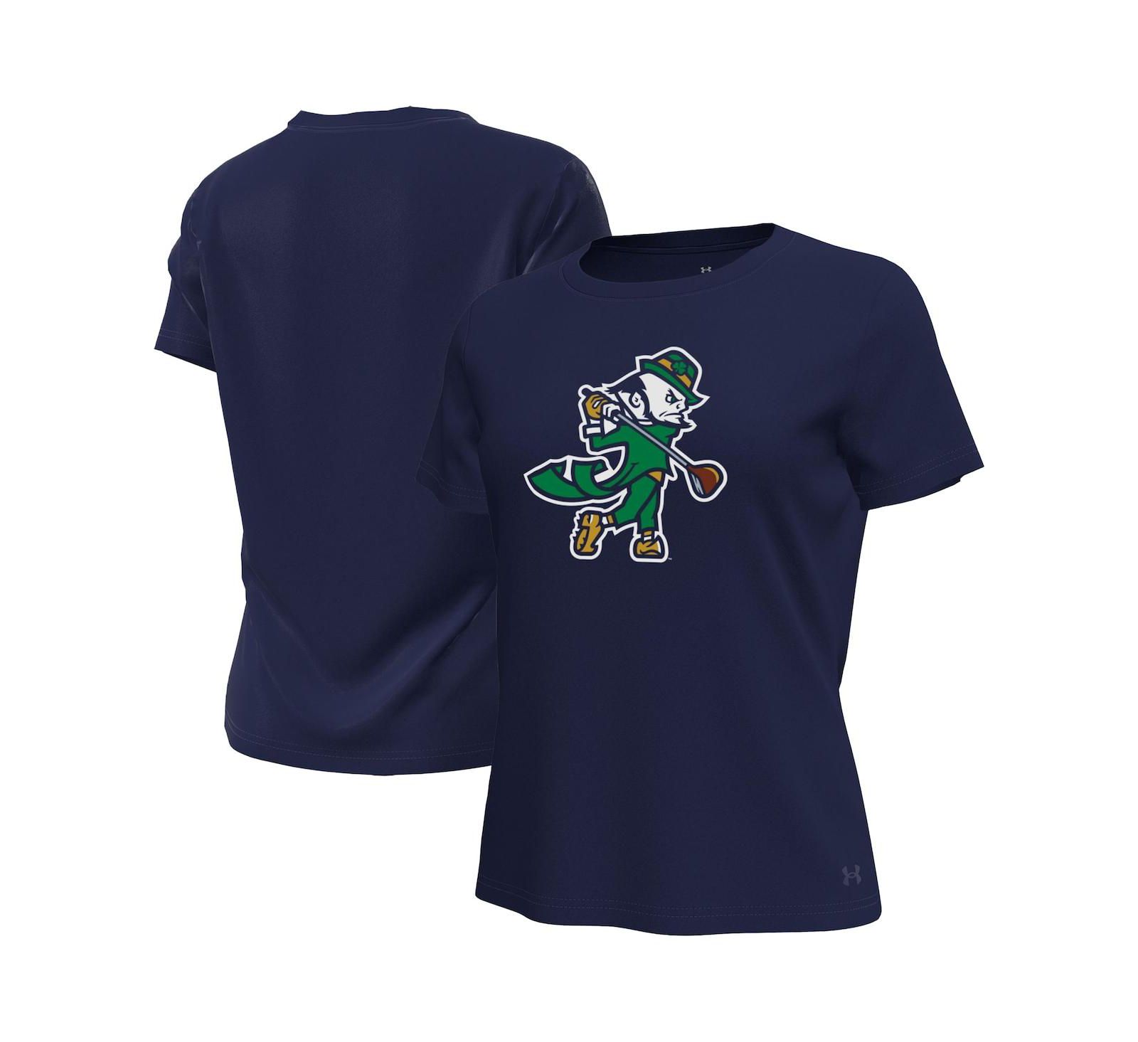 Under Armour Women's Navy Notre Dame Fighting Irish Golfing Leprechaun Tech Stretch T-Shirt