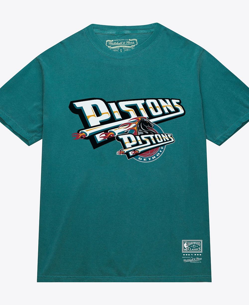 Mitchell & Ness Мужской Teal Detroit Pistons Hardwood Classics T-Shirt