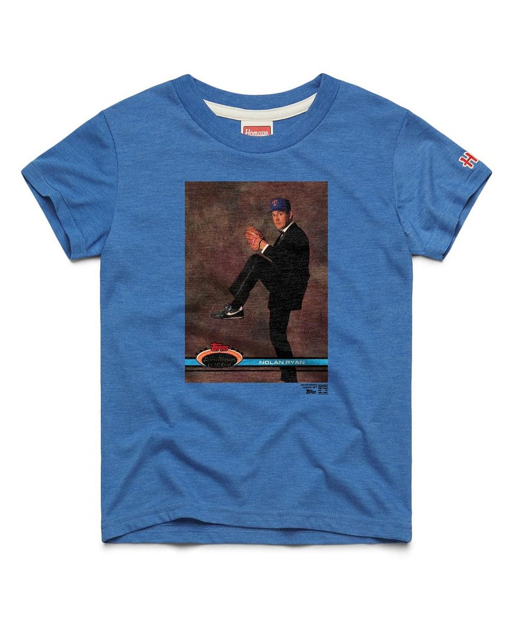 Футболка Homage для мальчиков и девочек с бейсбольной карточкой Nolan Ryan