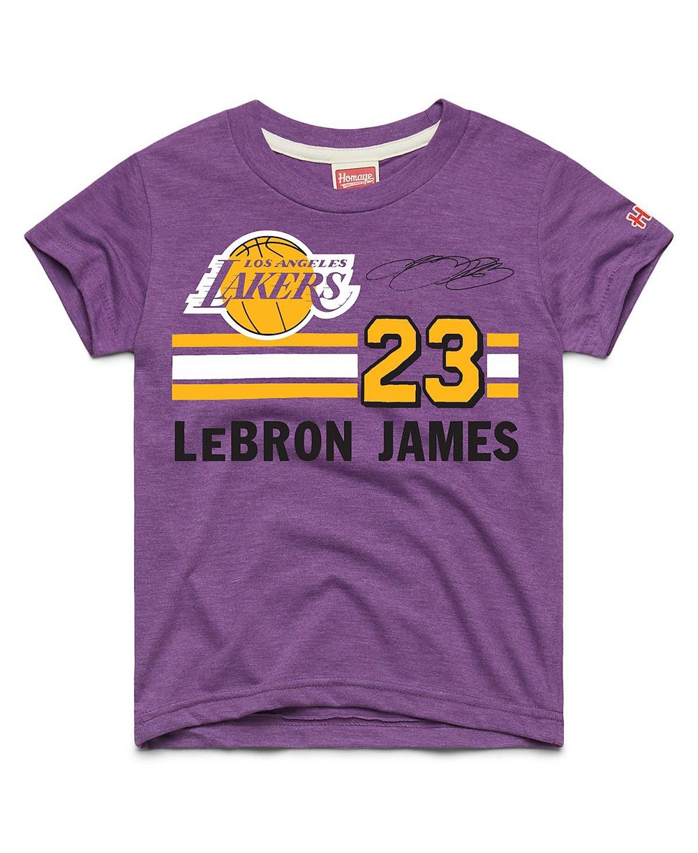 Homage футболка три-бленд с графическим принтом LeBron James Los Angeles Lakers для мальчиков и девочек, фиолетовая