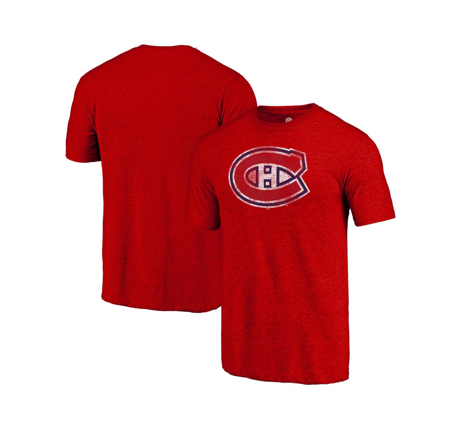 Мужская футболка Fanatics Mto Label Montreal Canadiens Distressed Tri-Blend, красная
