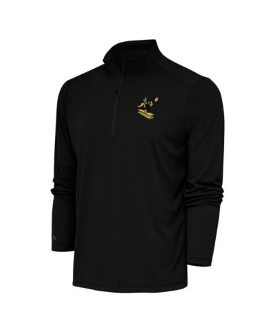 Пуловер Antigua Men's Black Pittsburgh Steelers Team Logo Throwback Tribute Quarter-Zip Top