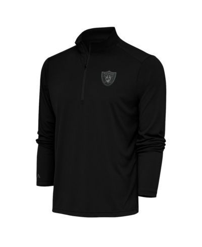 Мужской пуловер Antigua Las Vegas Raiders с логотипом и молнией на четверть, черный