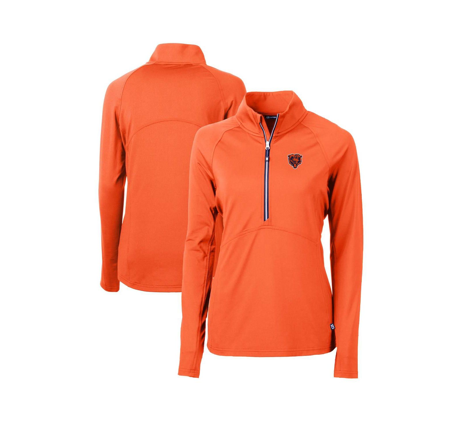 Женский топ Cutter & Buck Chicago Bears Throwback Logo Adapt Eco Knit Stretch Half-Zip Pullover, оранжевый