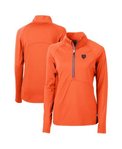Cutter & Buck Women's Orange Chicago Bears Throwback Logo Adapt Eco Knit Stretch Half-Zip Pullover Top