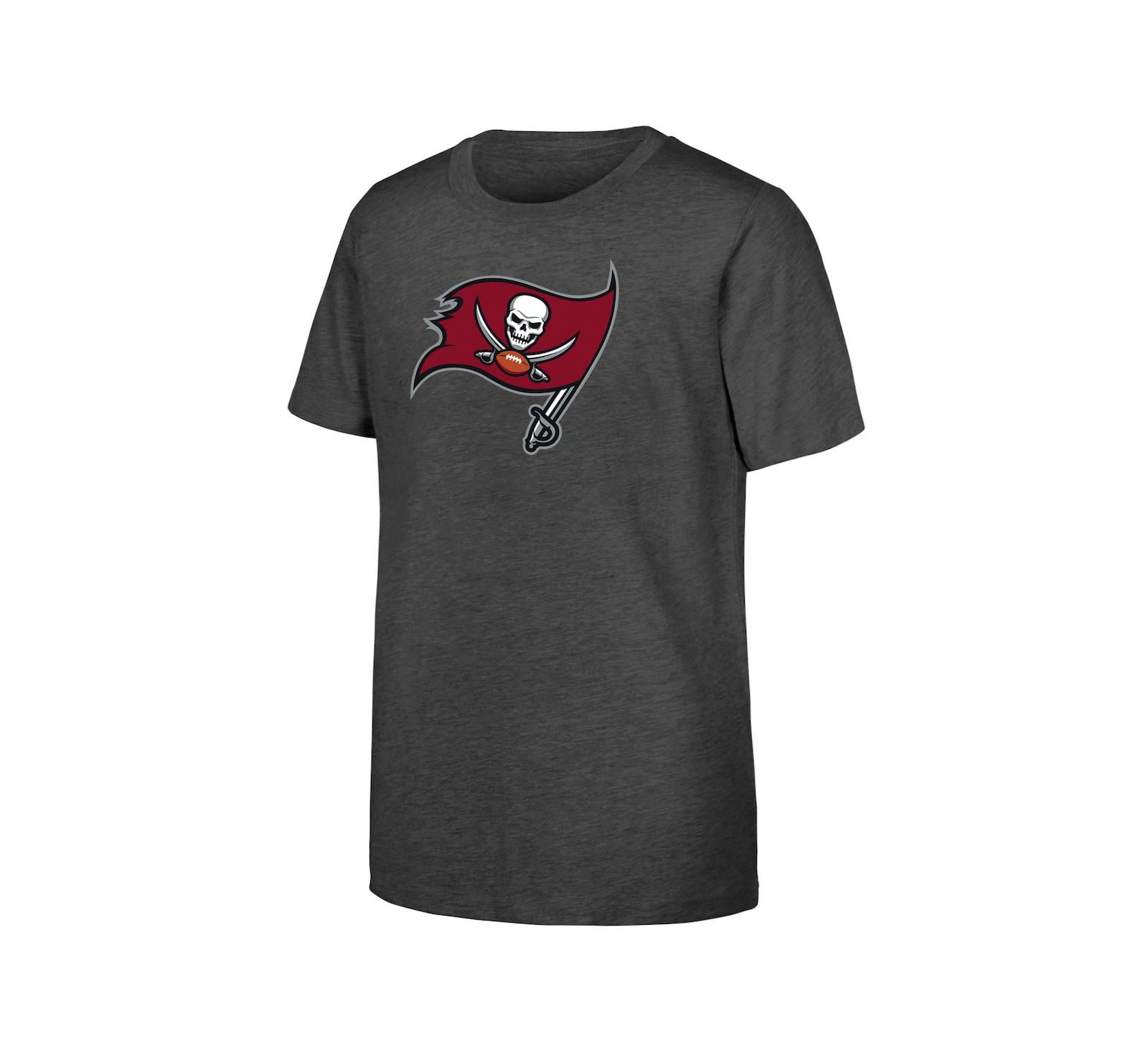 Outerstuff Big Boys and Girls Pewter Tampa Bay Buccaneers Primary Logo T-Shirt