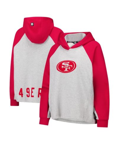 Женское худи DKNY Sport Gray/Scarlet San Francisco 49ers Joy Cropped Raglan Pullover