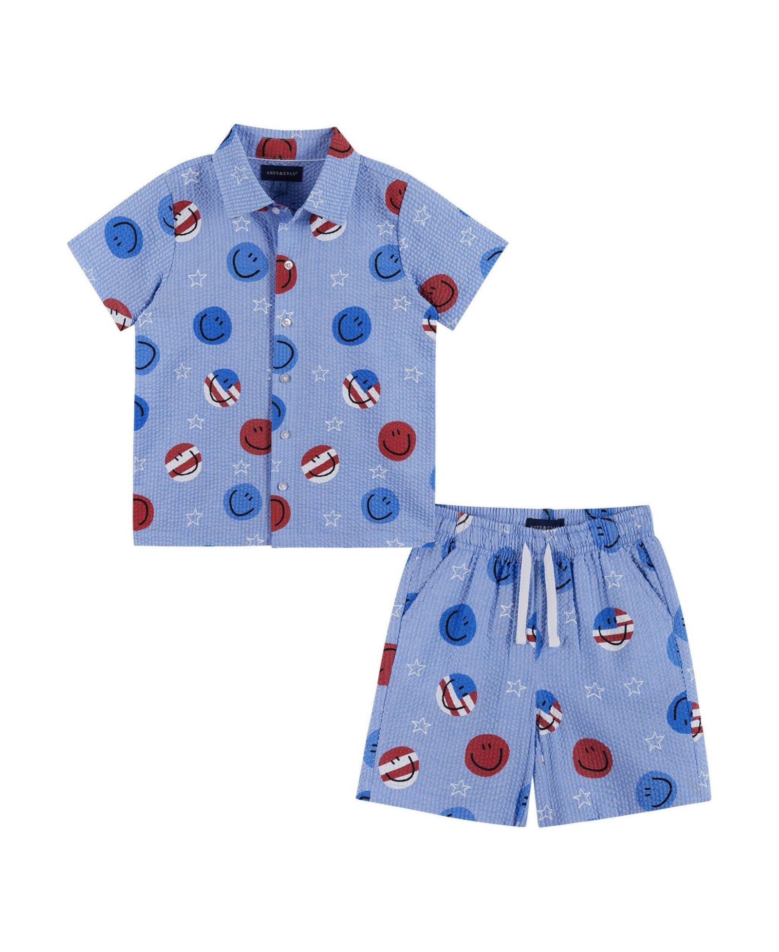 Детский сет Andy & Evan Short Sleeve Patriotic Smile Seersucker