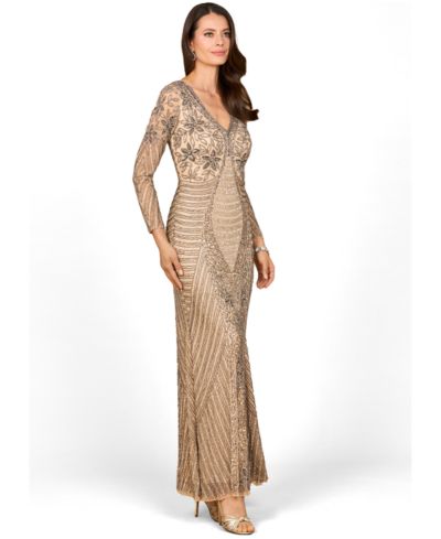 Lara Women's Long Sleeve Beaded Maxi Gown