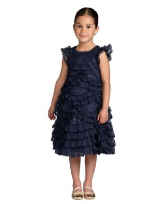Mac Duggal Платье для девочек Mac Duggal High Neck Cap Sleeve Micro Ruffle