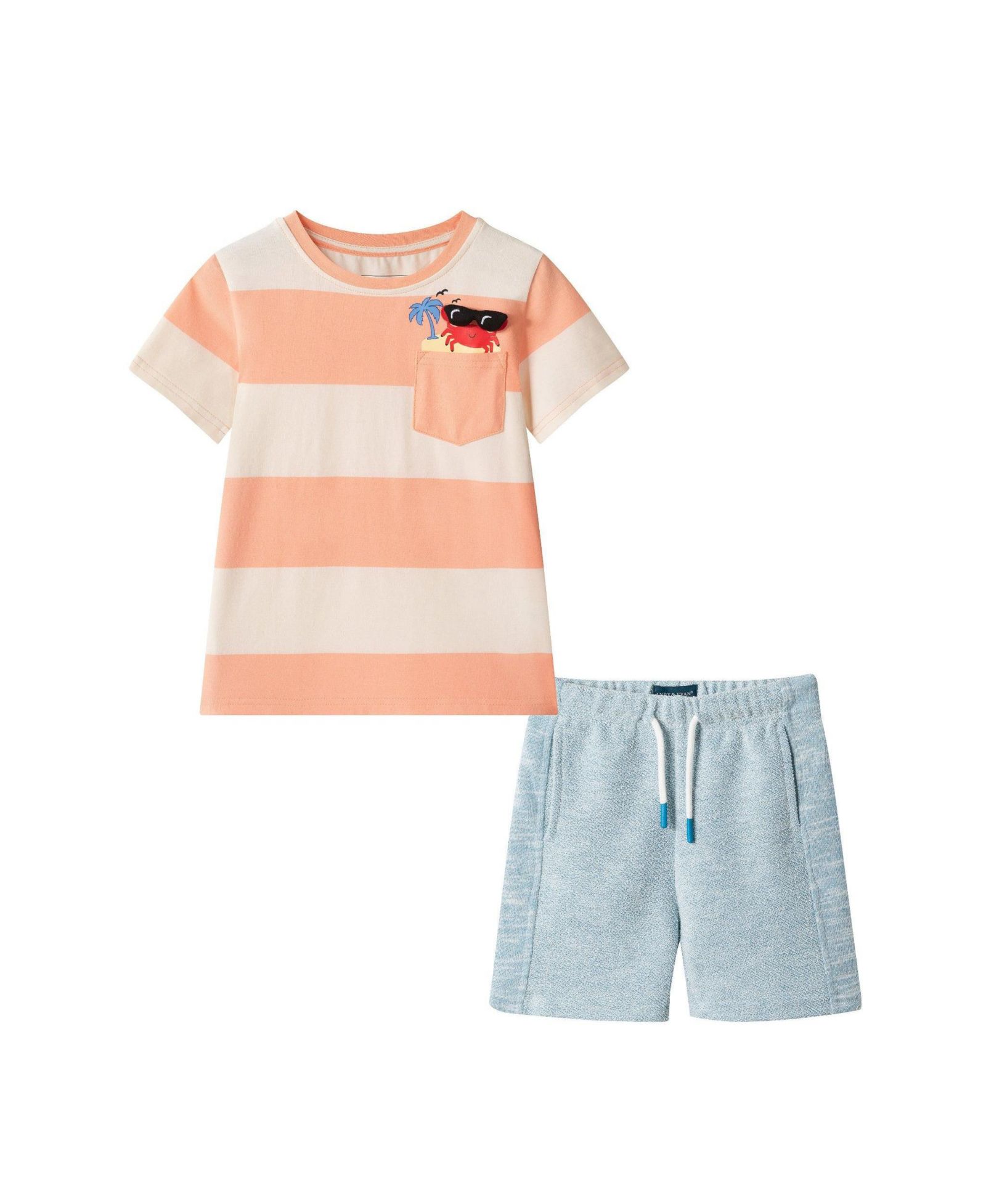 Детский набор Andy & Evan Toddler Striped Crab Graphic Pocket Tee