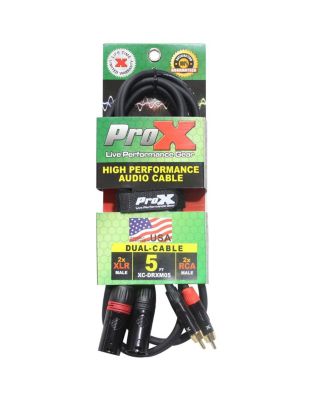 ProX XC-DRXM05 5' кабель высокого качества с двойным RCA-M на двойной XLR3-M, несбалансированный