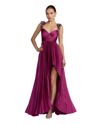 Женское вечернее платье Mac Duggal плиссированное с цветочными бретелями
