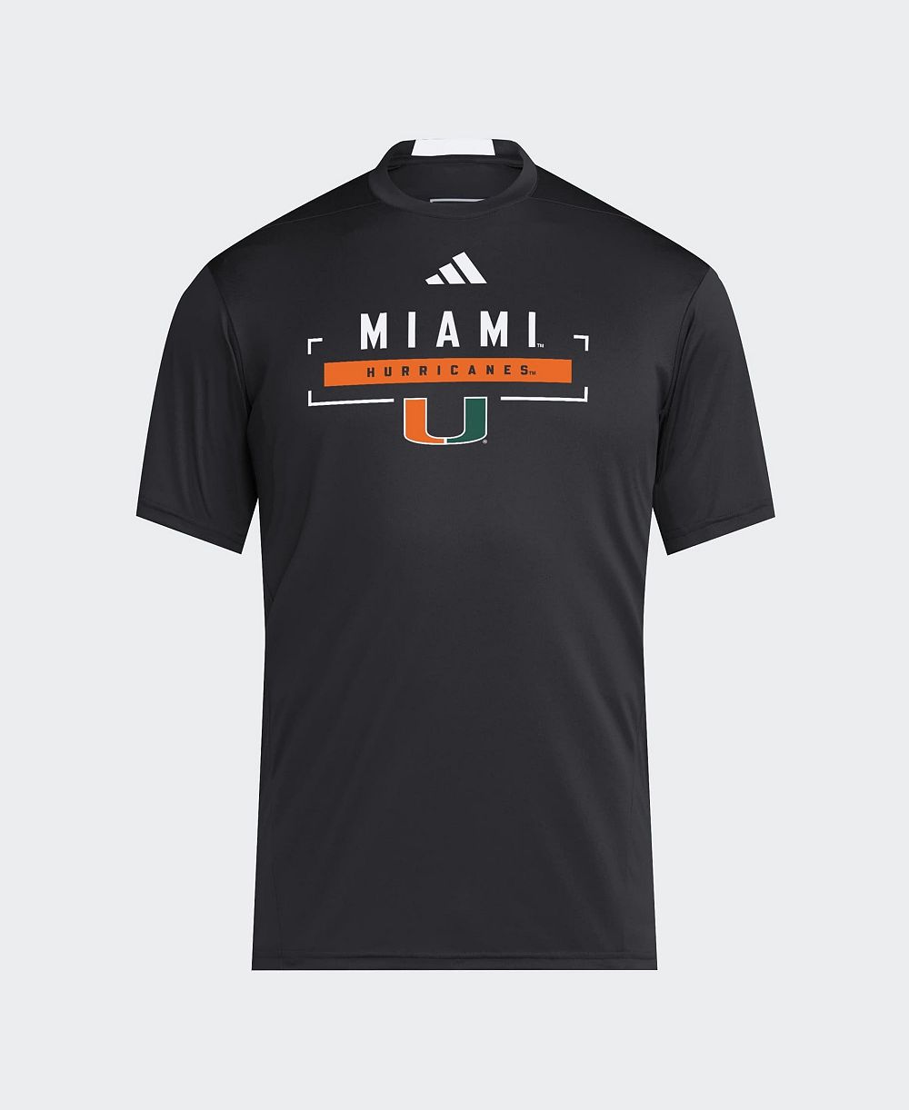 adidas Men's Miami Hurricanes D4T Slim-Fit Screen Print Graphics T-Shirt